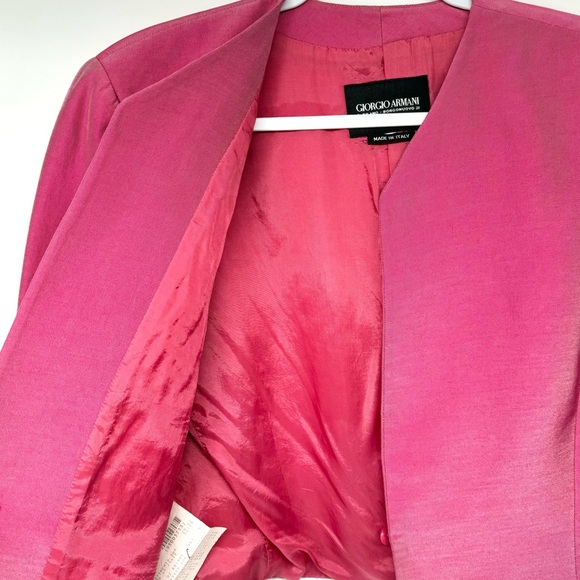 Giorgio Armani Vintage Pink Open Blazer Cotton Silk Blends Size 14 - Picture 4 of 11